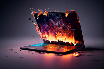 laptop on fire.generative ai