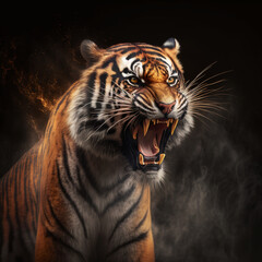 Fototapeta premium The Siberian tiger - roaring realistic effect