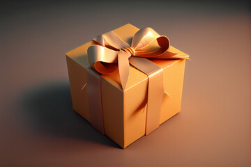 Gift box with golden bow on a dark background.generative ai