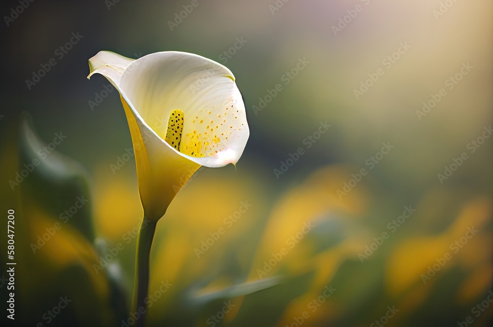 Poster calla lily flower macro view with copy space generative ai
