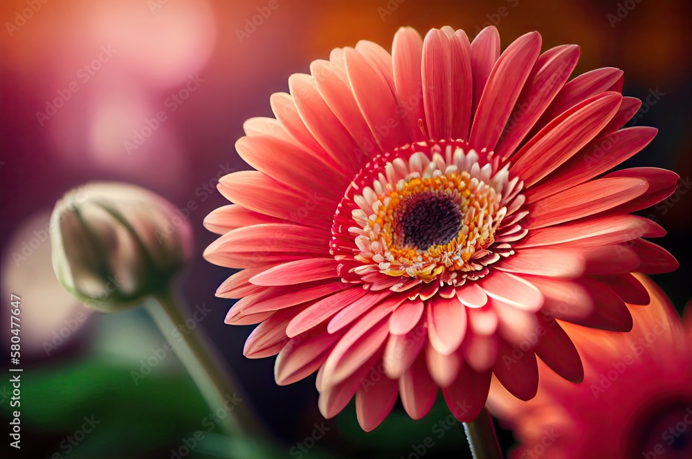 Poster gerbera daisy flower macro view background generative ai