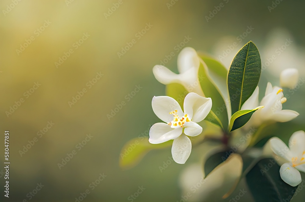 Poster jasmine flower macro view background generative ai