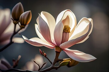 Magnolia Flower Macro View Background Generative AI