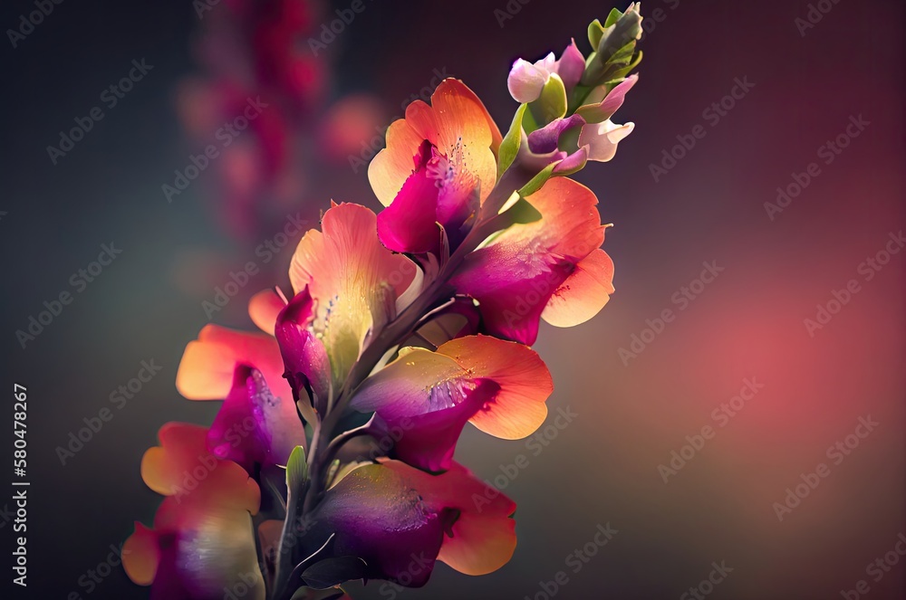 Poster snapdragon flower macro view background generative ai