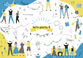Foto op Plexiglas 盛り上がる人達、パーティーに使いやすい素材集 © kid_a
