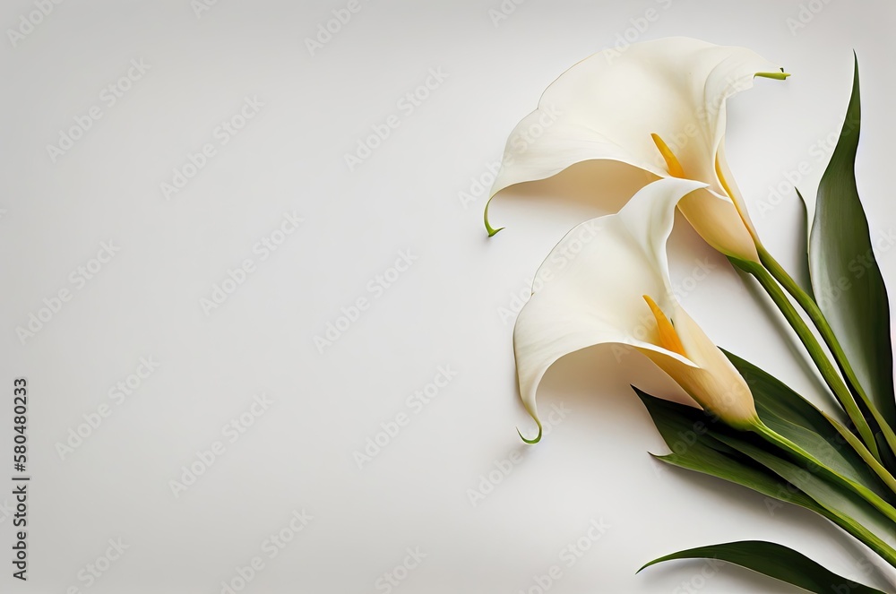 Poster calla lily flowers backdrop with blank space generative ai