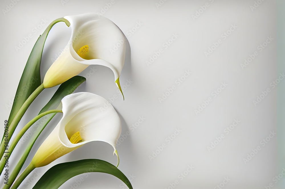 Poster calla lily flowers design with copyspace generative ai