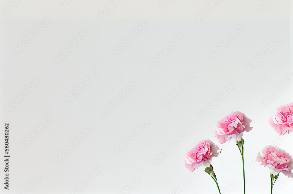 Poster carnation flowers backdrop with copy space generative ai