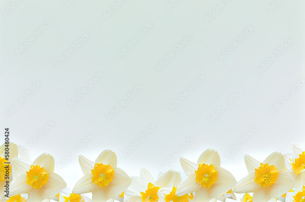 Poster daffodil flowers design with copy space generative ai