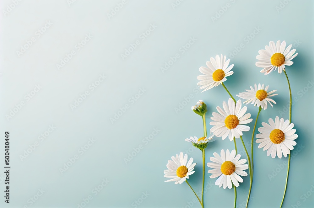 Poster daisy flowers background with copy space generative ai