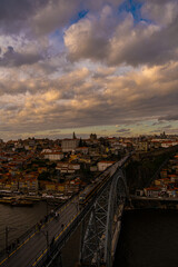 Fototapeta na wymiar Sunset Splendor: Captivating View of the Dom Luís Bridge in Porto, Portugal