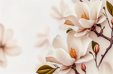 Magnolia Flowers Background With Copy Space Generative AI