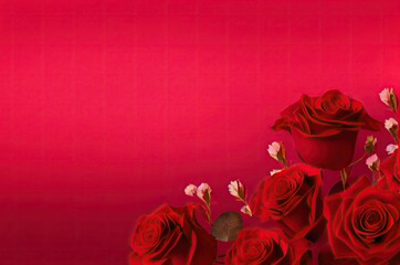 Rose Flowers Red Backdrop With Copy Space Generative AI