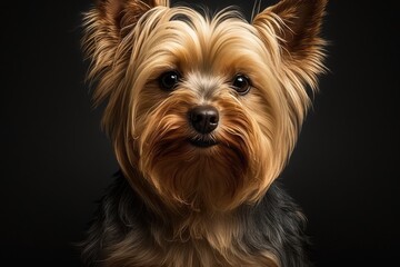 A cute little Yorkshire terrier is looking at the camera. Generative AI