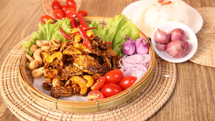 Dishes made from dried squid bring to taste