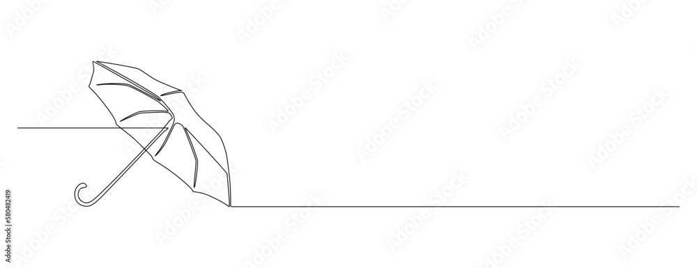 Poster one continuous line drawing of umbrella. rain and sun protection concept and weather parasol symbol 