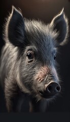 a pig with a black background generative ai