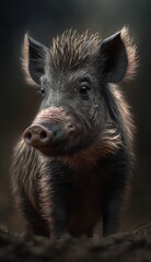 a pig with a black background generative ai