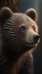Fototapeta premium cute bear with dark background generative ai