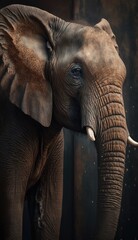 a large elephant with tusks standing generative ai