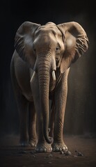 Fototapeta na wymiar a large elephant with tusks standing generative ai