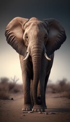 Fototapeta na wymiar a large elephant with tusks standing generative ai
