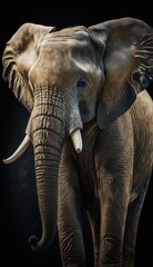 Fototapeta premium a large elephant with tusks standing generative ai