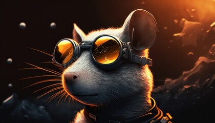 a mouse with sunglasses in space generative ai