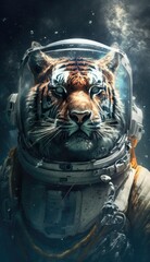 Fototapeta na wymiar tiger in space generative ai