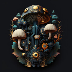 Mechanical Clockwork Mushrooms 2 (Generative AI)