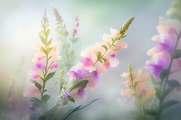 Snapdragon Flowers Soft Background With Blank Space Generative AI