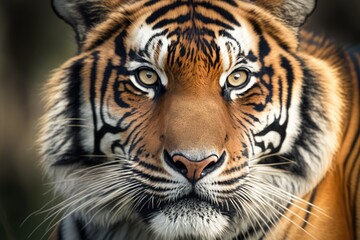 Fototapeta premium A close up picture of a Siberian tiger (Panthera tigris altaica). Generative AI