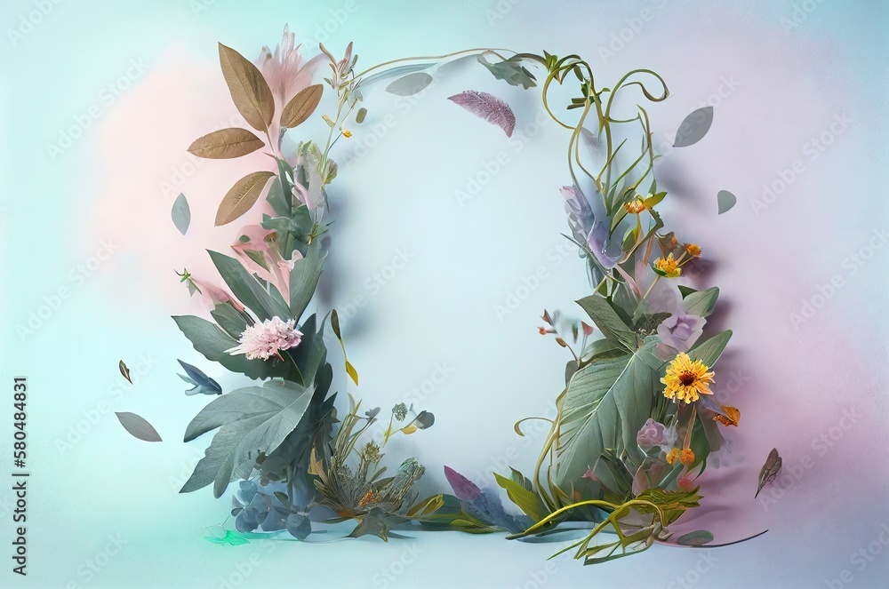Poster field flowers style frame with blank space generative ai