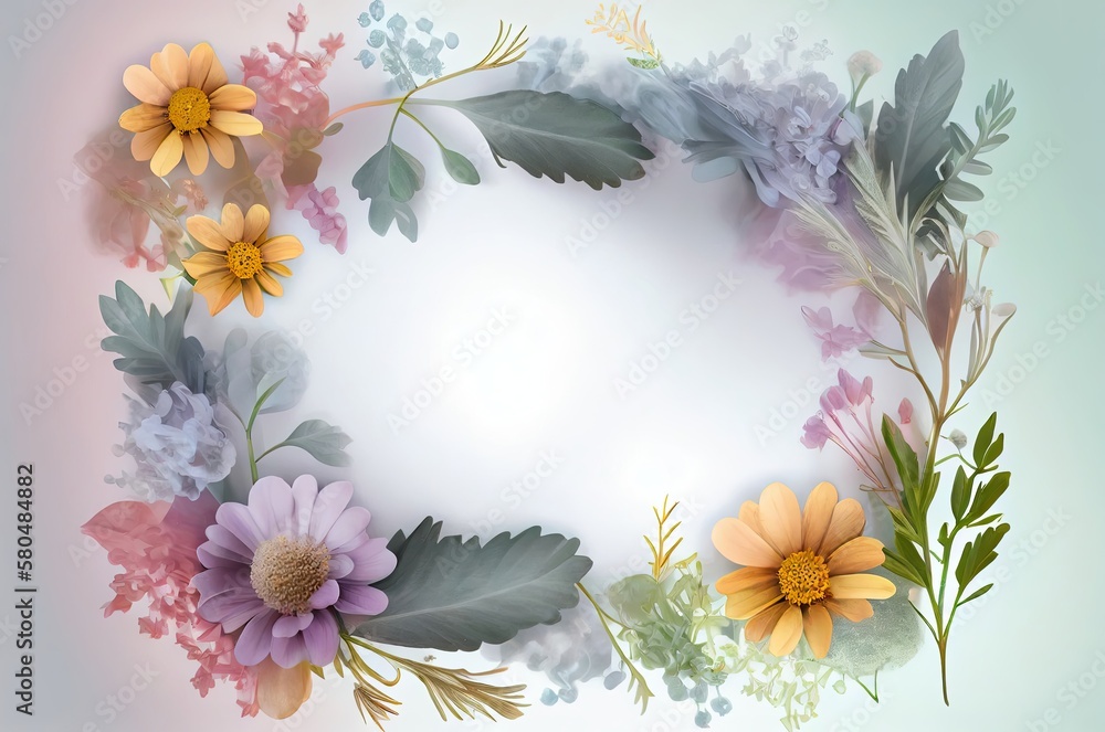 Poster field flowers style picture frame with blank space generative ai