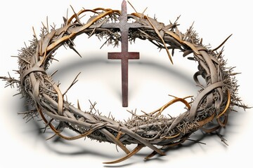Fototapeta premium Happy Easter; Easter Cross designs: Cross with Crown of Thorns: A cross with a crown of thorns is a powerful symbol of the sacrifice that Jesus made on the cross.