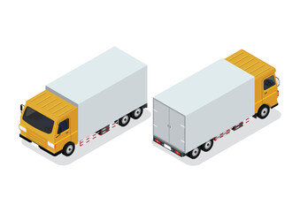 Cargo Truck transportation. Commercial transport. Flat 3d isometric vector illustration.