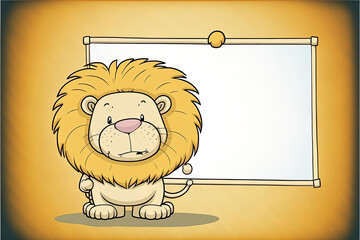 Wildly Wise: A Depiction of a Cartoon Lion in a School-Style Learning Environment
