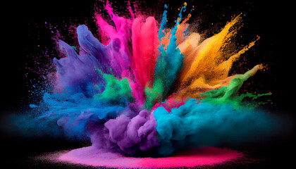 Colorful rainbow holi paint splash, color powder explosion. Generative Ai