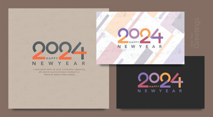Happy new year 2024 greeting card design concept. 2024 new year celebration for card, poster, flyer, calendar, banner and social media post template