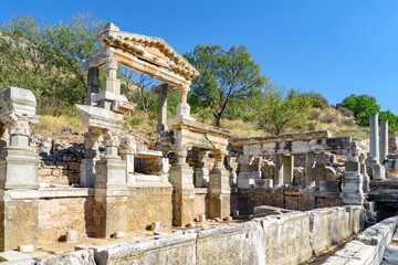 Fototapeta na wymiar View of ruins in Ephesus (Efes), Izmir Province, Turkey.