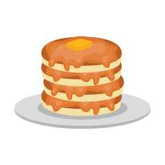 Breakfast Pancake Illustration with Maple Syrup and Butter