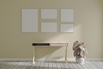 Photo frame mock up,Empty room 3d rendering