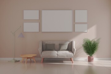 Photo frame mock up,Empty room 3d rendering
