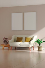 Photo frame mock up,Empty room 3d rendering