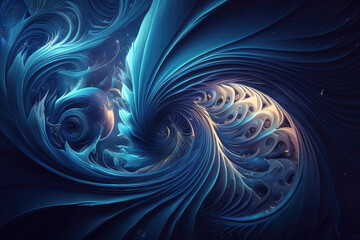Blue Swirls and Twirls with a Dreamy Aura, generative ai
