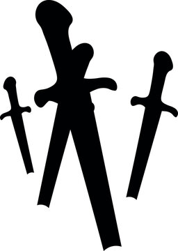 silhouette swords background in earth