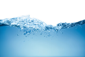 Splash of clear blue water on white background