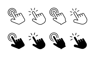 Hand click icon vector for web and mobile app. pointer sign and symbol. hand cursor icon - obrazy, fototapety, plakaty