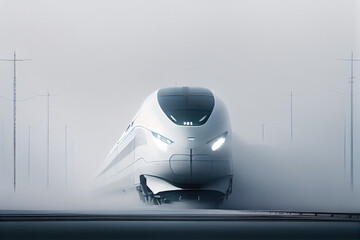 High-speed railway in fog.