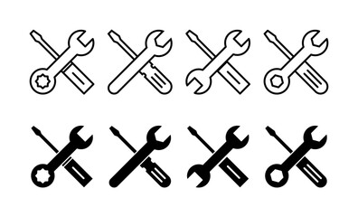 Repair tools icon vector for web and mobile app. tool sign and symbol. setting icon. Wrench and screwdriver. Service